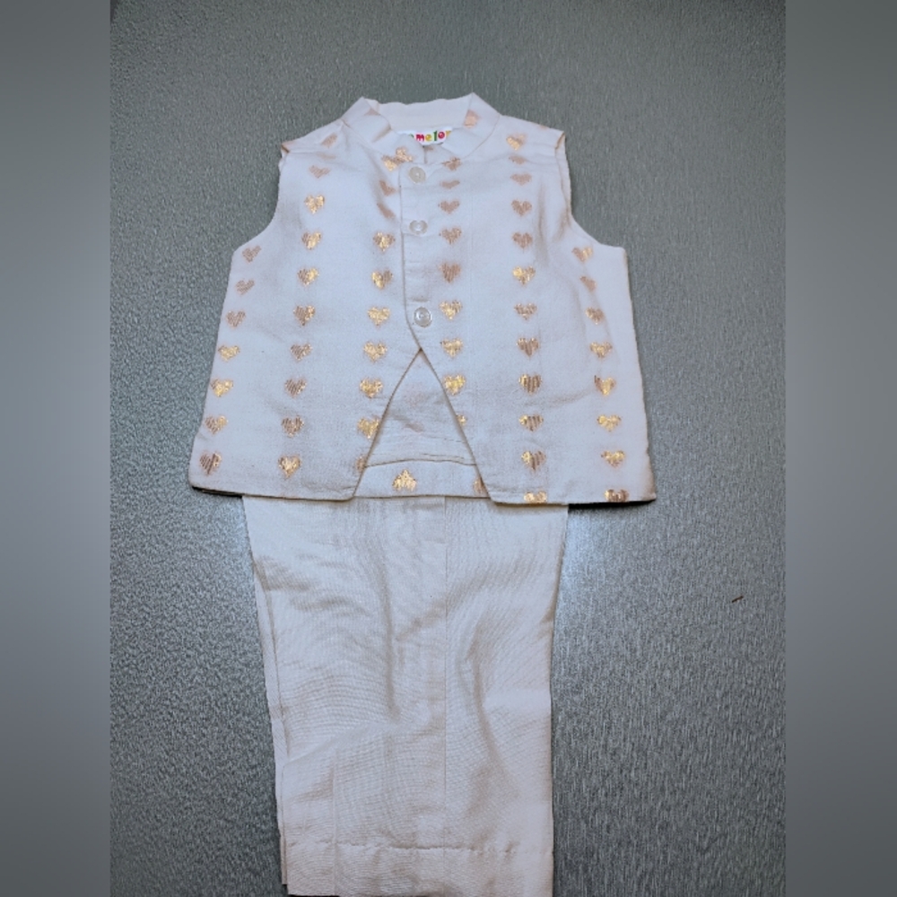 Infant cream and gold bundi pajama set